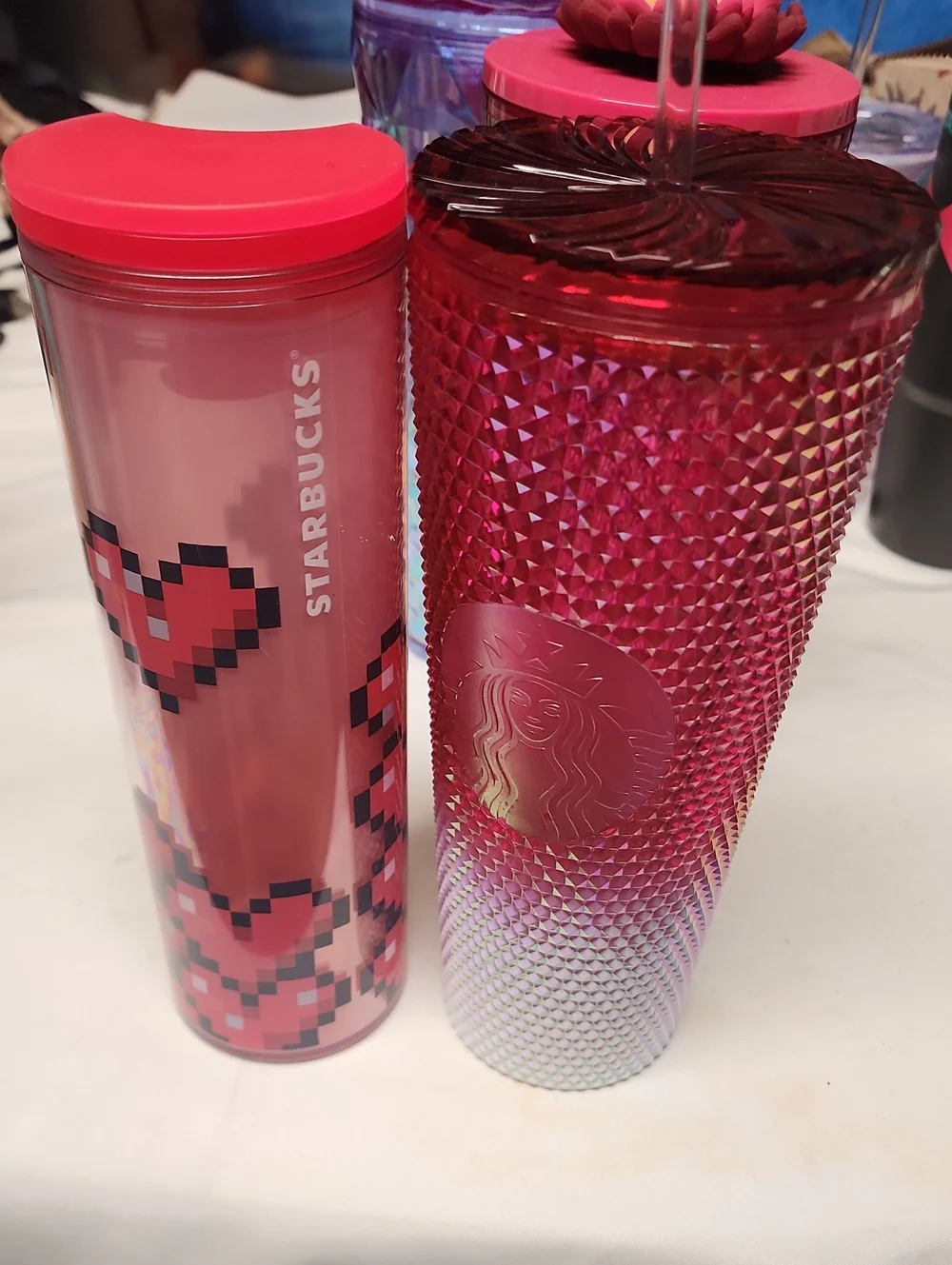 Bundle Of Assorted Starbucks Pink and Purple Reusable Travel Tumblers